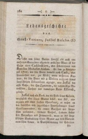 Lebensgeschichte des Groß-Veziers, Jussuf Bascha.