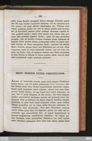 [V.] De Metu Mortis Inter Christianos.