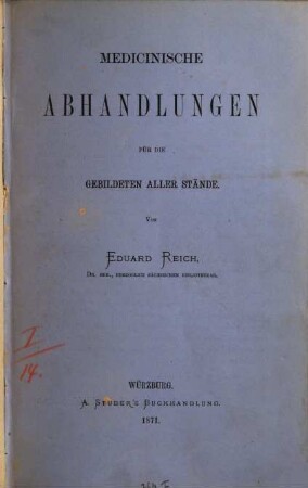 Medicinische Abhandlungen, [1]