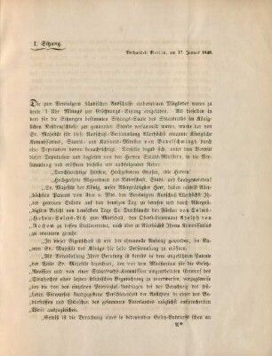 I. Sitzung. Verhandelt Berlin, am 17. Januar 1848