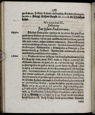 Membrum III. Delineans: Ius ipsum Fodinarum