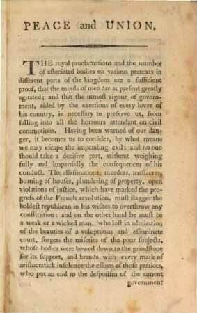 Peace and Union recommended to the associated bodies of Republicans and Anti-Republicans