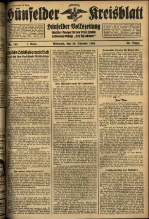 Erste Ausgabe vom Mittwoch, den 14. Oktober 1936.