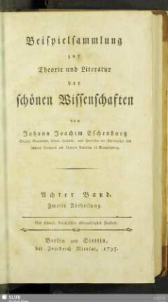 8,2: Beispielsammlung zur Theorie und Literatur der schönen Wissenschaften