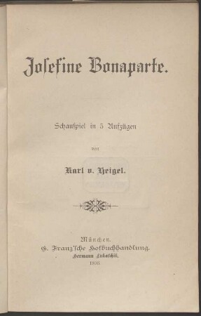 Josefine Bonaparte : Schauspiel in 5 Aufzügen