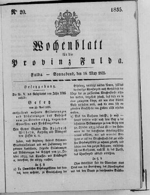 Nr. 20, Ausgabe vom 16. Mai 1835