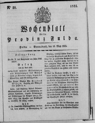 Nr. 20, Ausgabe vom 16. Mai 1835