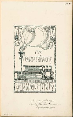 Bücherzeichen für die Bibliothek des Architekten-Vereins zu Berlin Monatskonkurrenz April 1908: Ansicht