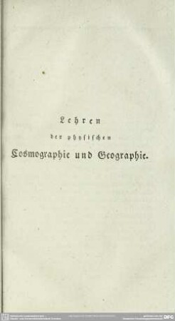 Lehren der physischen Cosmographie und Geographie