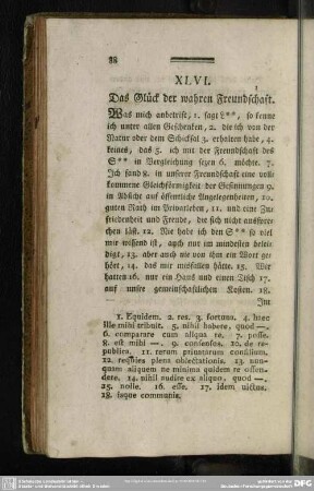XLVI. Das Glück der wahren Freundschaft