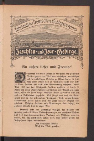 An unsere Leser und Freunde