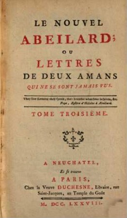 Le nouvel Abeilard ou lettres de deux amans qui ne se sont jamais vus, 3