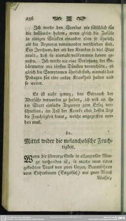 82. Mittel wider die melancholische Feuchtigkeit