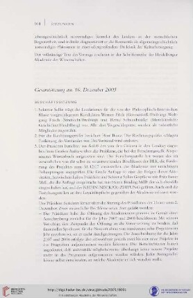 Gesamtsitzung am 10. Dezember 2005