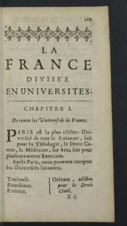 La France divisée en univérsités.