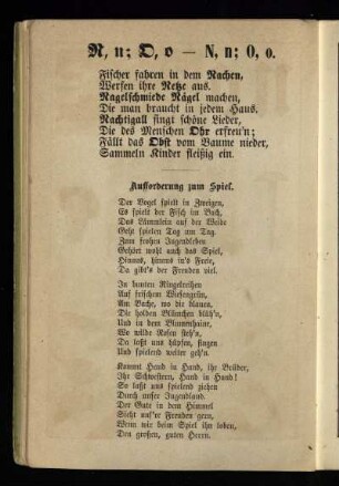 N, n ; O, o [Sprüche und Gedicht zu den Buchstaben N + O]
