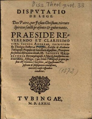 Dispvtatio [Disputatio] De Lege