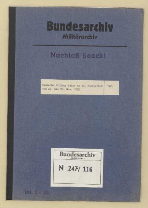 Denkschrift über die Reise in das Ruhrgebiet vom 24. bis 28.11.1925