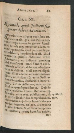 Cap. XI. Quomodo apud Judicem se gerere debeat Advocatus.