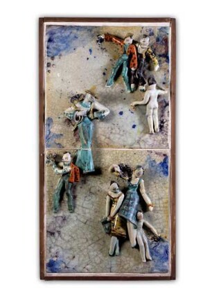 Wandrelief mit reliefierten Figuren