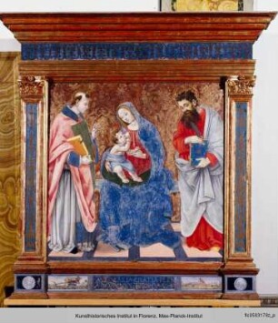 Madonna mit Kind und den Heiligen Florentius von Nursia und Bartholomäus - Pala di Spoleto