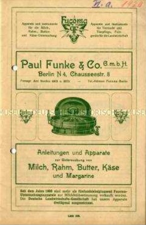 Apparate zur Untersuchung von Milch, Rahm, Butter, Käse und Margarine