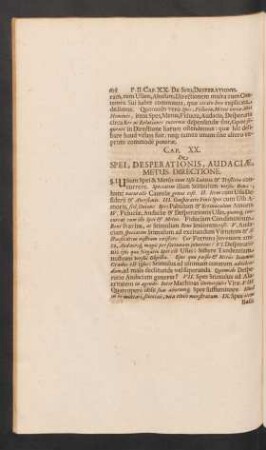 Cap. XX. De Spei, Desperationis, Audaciae, Metus Directione.