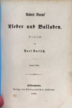 Robert Burns' Lieder und Balladen, 2