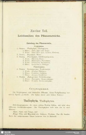 Zweiter Teil. Leitfossilien des Pflanzenreichs
