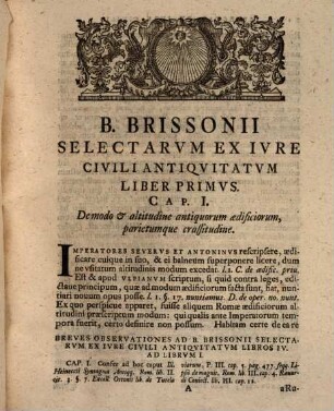 Brissonii Barnabae Antiquitatum et iure civili selectarum libri quatuor