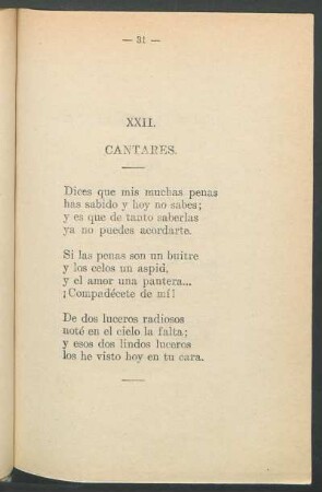 XXII. Cantares.