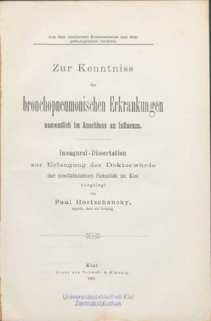 Zur Kenntniss der bronchopneumonischen Erkrankungen namentlich im Anschluss an Influenza