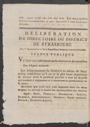 Délibération Du Directoire Du District De Strasbourg ...