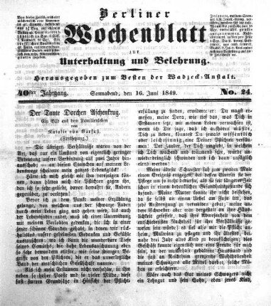 No. 24, Sonnabend, den 16. Juni 1849.