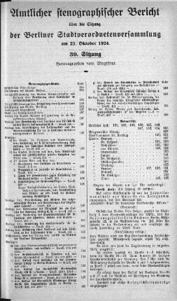 Sitzung 39, 23. Oktober 1924