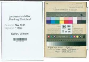 Entnazifizierung Wilhelm Seifert , geb. 16.02.1897 (Obersekretaer)