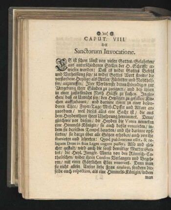 Caput VIII. De Sanctorum Invocatione.