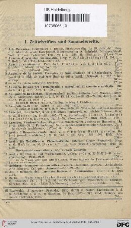I. Zeitschriften und Sammelwerke