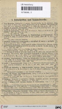 I. Zeitschriften und Sammelwerke