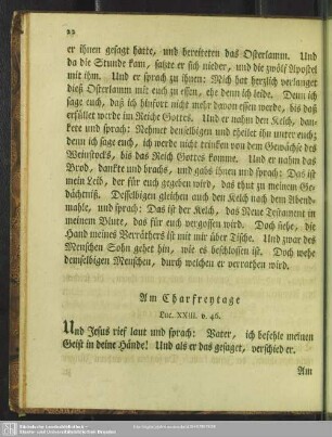 Am Charfreytage. Luc. XXIII. v. 46
