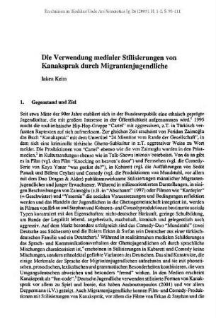 Die Verwendung medialer Stilisierungen von Kanaksprak durch Migrantenjugendliche