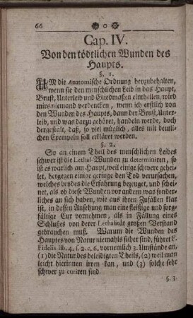Cap. IV. Von den tödtlichen Wunden des Hauptes.