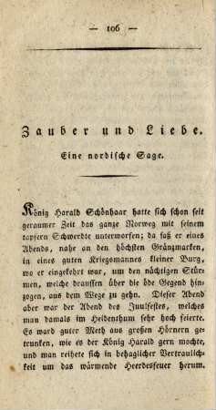 Zauber und Liebe. Eine nordische Sage.