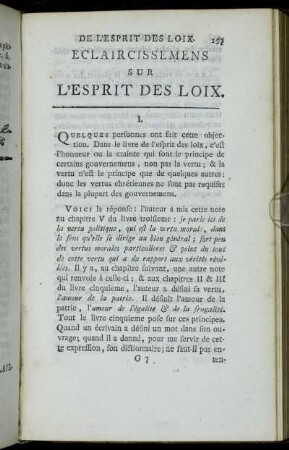 Eclaircissemens Sur L'Esprit Des Loix