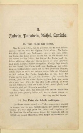 II. Fabeln, Parabeln, Rätsel, Sprüche