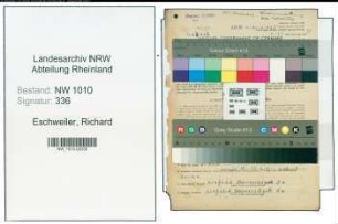 Entnazifizierung Richard Eschweiler , geb. 16.06.1914 (Arbeiter)