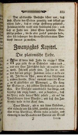 Zwanzigstes Kapitel. Die platonische Liebe.