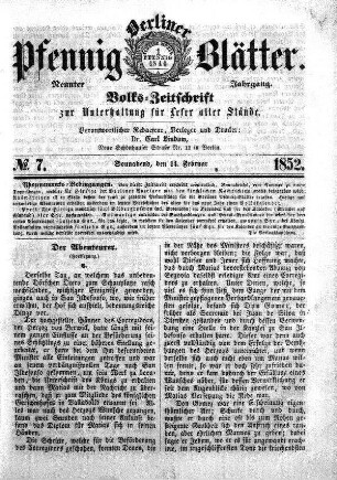 No. 7, Sonnabend, den 14. Februar