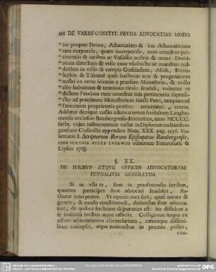 § XX. De Iuribus Atque Officiis Advocatorum Feudalium Generatim