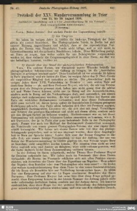 Protokoll der XXV. Wanderversammlung in Trier
